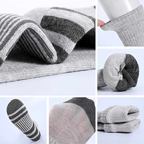 Felicigeely Athletic Crew Socks Cushioned Breathable for Men & Women 6 Pack - color: Double Stripe Grey, size: 9-12