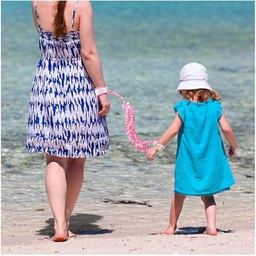 Accmor Anti Lost Wrist Link with Induction Lock, Upgraded Toddler Leash, Reflective Kids Wrist Leash for Baby, Child Walking Wristband Leashes with Magnetic Unlock Design for Girls, Rose (6.5ft) - color: Rose Pink