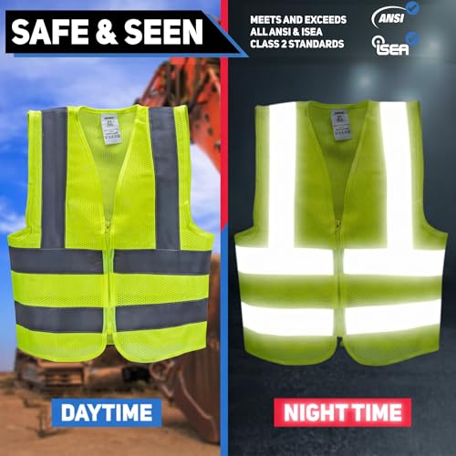 Neiko High Visibility Safety Vest, ANSI Class 2, No Pocket - color: Yellow, size: 5X-Large, style: Mesh