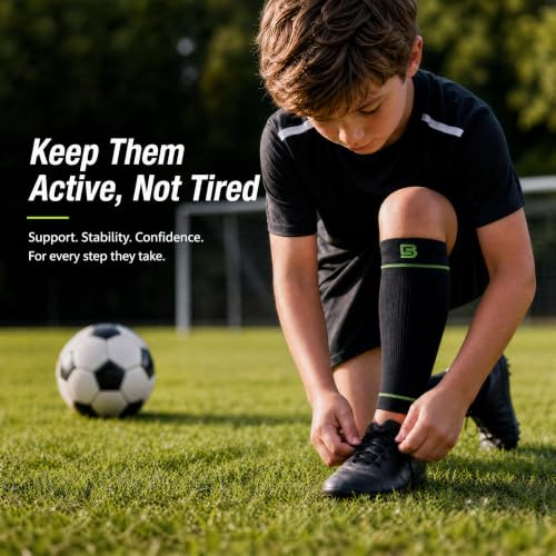 Calf Compression Sleeves Kids & Teens Shin Support Circulation 1 Pair - color: Black, size: Large