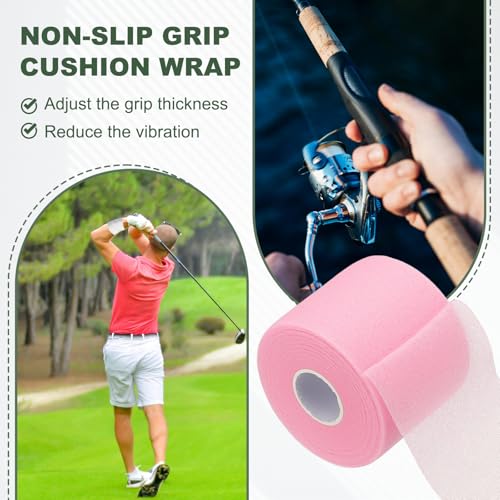 Pre Wrap Tape, Non-Slip Grip Cushion Wrap Prewrap Athletic Tape- Fitting for (Tennis- Badminton - Pickleball - Sports) - color: Light Pink