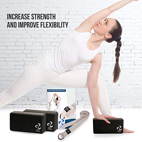 Stretching Straps and Yoga Blocks - Yoga Beginner Kit for Pilates & Gym - style: 2 Straps + 2 Blocks