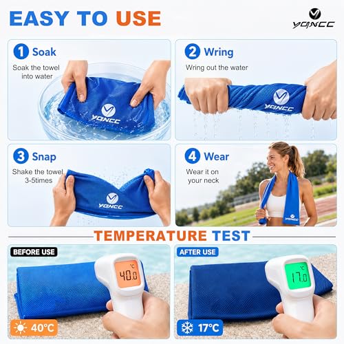 YQXCC 4 Pack Cooling Towels, 40"x12", Ice Cool Towels for Neck & Face - color: 2 Dark Blue, 2 Green