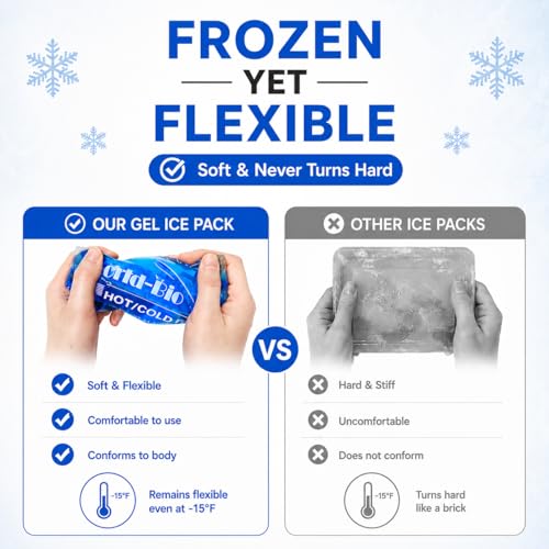 Gel Ice Packs Reusable, 4 Pack Small Hot Cold Compress for Face & Ankle - style: 6.3"x5.1", 4 PACK