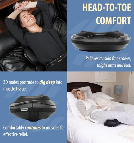 Zyllion ZMA-25 Back and Neck Massager with Heat for Pain Relief, Black - color: Zma-25: Black (8 Nodes)