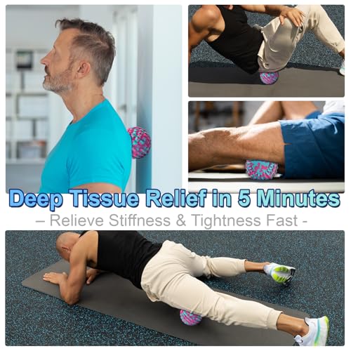 Deep Tissue Massage Ball for Exercise & Recovery - SGS Certification - Targets Back, Shoulder, Legs&Feet - Relieves Muscle Knots, Joint Pain&Tightness, Pressure Point Therapy- Myofascial Release Ball - color: Blue&pink, size: 1-Pack | 5.1-inch