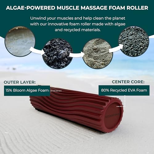 Oceanfoam Tidal Roller - Muscle Massage Foam Roller for Exercise (Maroon) - color: Maroon