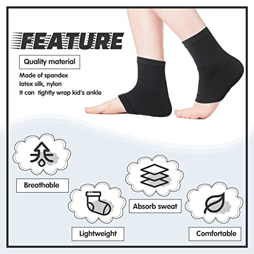 Tarpop 3 Pair Girls Ankle Brace Compression Sleeves, Black, Small - color: Black, size: Small