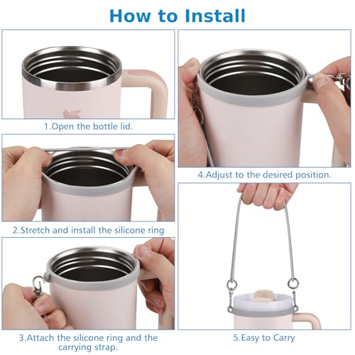 Accmor Water Bottle Handle, Silicone Water Bottle Sling, Water Bottle Carrier Holder with Strap and Boot Compatible with Stanley Cup Accessories - color: gray