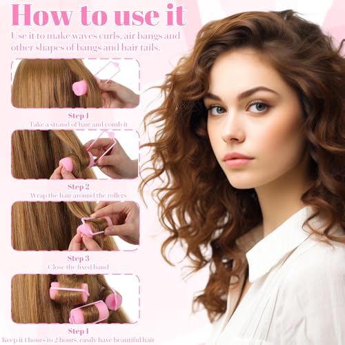 24Pcs Pink Sponge Rollers for Hair, Soft Sponge Curlers for Hair, No Heat Foam Rollers(2.36×1.18in,Pink) - color: Pink
