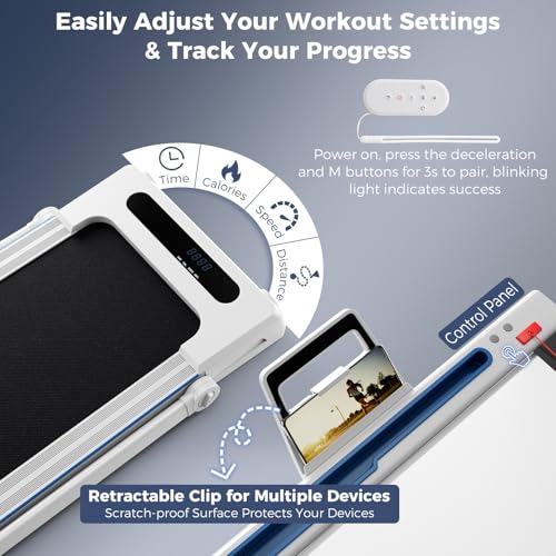 GYMAX Walking Pad Treadmill, 3 in 1 Folding Treadmill with Removable Desktop, Remote & 12 Preset Programs, 2.5 HP Under Desk Walking Pad Running Machine for Home Gym Exercise Workout - color: White