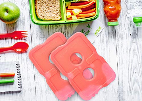 Healthy Packers Ice Packs for Lunch Boxes, Slim Cooler Ice Packs - color: Red (4 Pack)