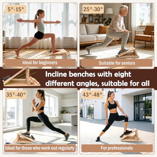 Wooden Slant Board for Exercise, Calf Stretch Board 300lb Capacity