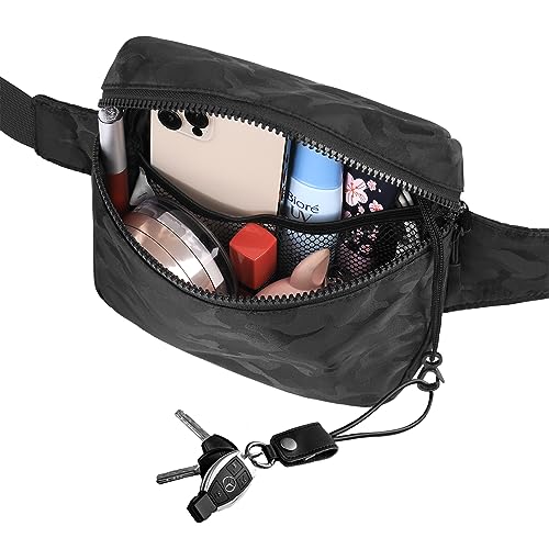 Fanny Pack Waist Belt Bag Fashion Fanny Women and Men Gift Waist Pack With Adjustable Strap For Travel Running 2L Camo Black - color: 2L Camo Black