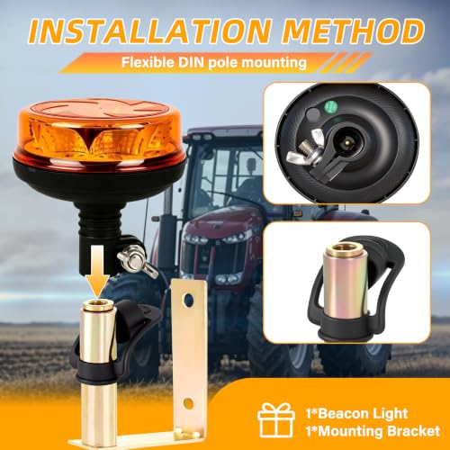 1Pcs Led Beacon Light Amber Strobe Lights with U Shape Metal Bracket - color: Beacon Light +U Shape Bracket