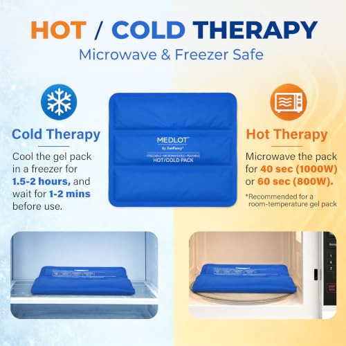 LotFancy Ice Pack for Injuries, Reusable Large Hot Cold Pack for Therapy, Heating or Cooling Gel Pad for Back Shoulder Knee Waist Sprains, Muscle or Joint Pain Relief, 14" x12" - style: 13.8x11.8in