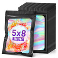 ANZNKU Holographic Mylar Bags 5x8 Black Resealable 50PCS Candy Goodie Bags - color: Holographic Black, size: 5x8 Inch