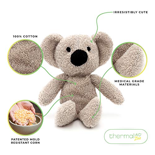 Thermal-Aid Zoo Mini — (Ollie the Koala) — Mold-Resistant, Washable Hot & Cold Pack for Kids — Heating and Cooling Pad with Natural Corn Filling — Reusable Plush Toy - size: Mini Koala