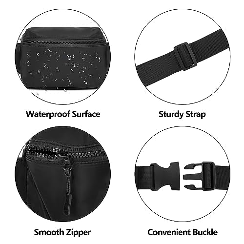 Fanny Pack Waist Belt Bag Fashion Fanny Women and Men Gift Waist Pack With Adjustable Strap For Travel Running 2L Black - color: 2L Black