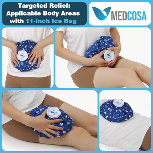 Medcosa Ice Bag 11" (27.9cm) | One Size fits All | Stay Dry, Stay Cool with Our Reusable Soft Fabric Ice Pack | Ideal for Sport Injuries, R.I.C.E Treatment, Scrapes & Headaches - style: Ice Bag - 11 Inches