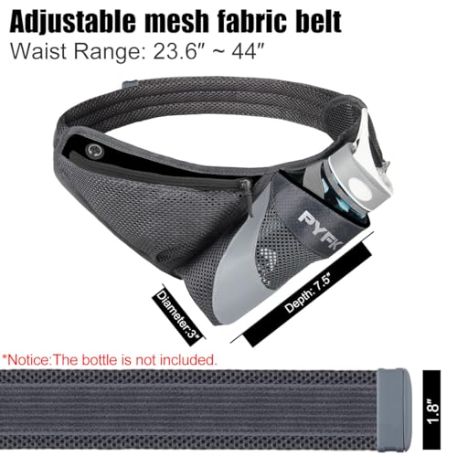 PYFK Running Belt Hydration Waist Pack with Water Bottle Holder for Men Women Waist Pouch Fanny Bag Reflective - color: Black