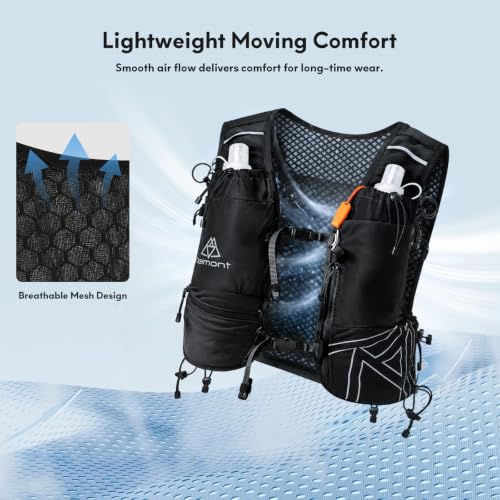 Haimont 8L Trail Running Hydration Vest with Soft Flasks - color: Black, size: Medium