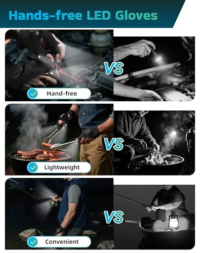 LED Flashlight Gloves with Toggle Switch, Gifts for Men Boyfriend Husband