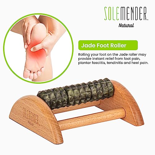 Wooden Foot Roller - Soothe & Massage Sore Feet (Jade Stone) - color: Natural