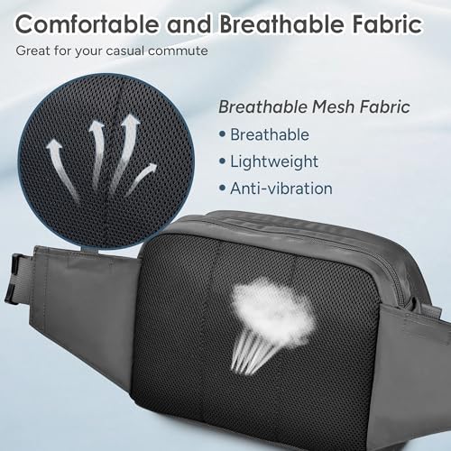 Large Crossbody Waist Bag Tactical Fanny Pack for Men Hip Bum Bag with Water Bottle Holder Adjustable Belt, Workout Traveling Casual Running Hiking Cycling - color: Grey