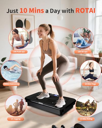 ROTAI Vibration Plate Exercise Machine for Lymphatic Drainage Massager & Weight Loss, 400 lbs Capacity Whole Body Vibrating Shake Plate Workout for Women and Men - color: Bright Black