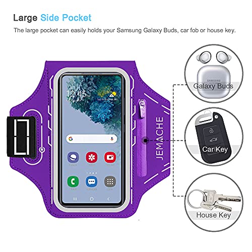 Armband for Samsung Galaxy S26 S25 S24 S23 S22 Ultra/Plus/FE, Gym Running Workouts Arm Band with Earbuds Holder (Purple) - color: Purple