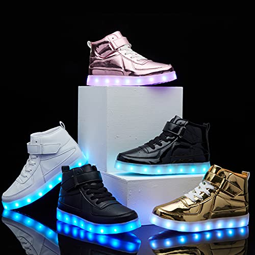 Kids LED Light up Shoes USB Charging Flashing Light Up High-top Sneakers for Boys and Girls Child Unisex - color: Black, size: 8.5 Toddler