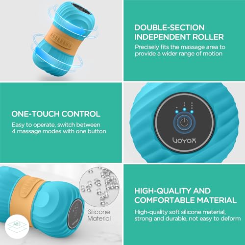 VOYOR-HEALTH Vibrating Peanut Massage Ball, Deep Tissue Roller Rechargeable - color: Blue