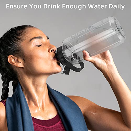2L/64oz Grey Half Gallon Water Bottle with Handle for Gym & Outdoors - color: grey