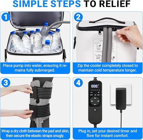 Ice Machine for Knee After Surgery, Portable Knee Ice Machine, 12H Cooling - color: White