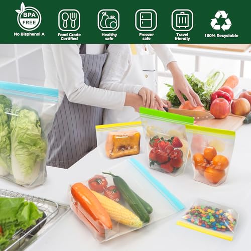 SPLF 12 Pack Reusable 2 Gallon Freezer Bags Dishwasher Safe - size: 12 Pack-2 Gallon