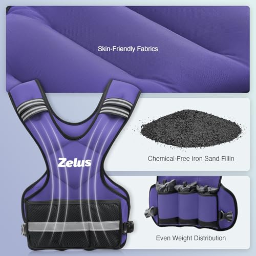 ZELUS Weighted Vest for Men Women,Adjustable 4-32lb Vest, Removable Weights - color: Violet, size: 20-32 lb.