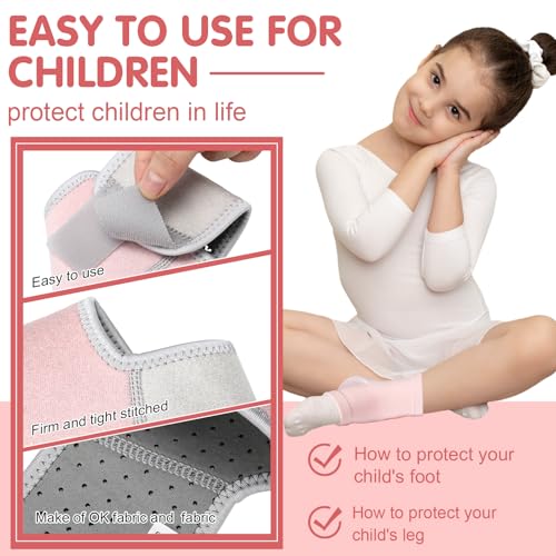 Tarpop 2 Pairs Kids Ankle Brace, Compression Sleeves, M+S, Pale Pink - color: Pale Pink, size: Small,Medium