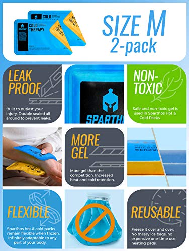 Sparthos Reusable Hot Cold Gel Ice Pack, Pain Relief - Medium (Pack of 2) - size: Medium, style: Pack of 2