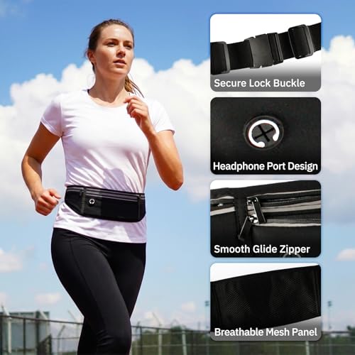Running Belt Water Bottle Holder Phone Waist Pack Hydration Bag - color: Black