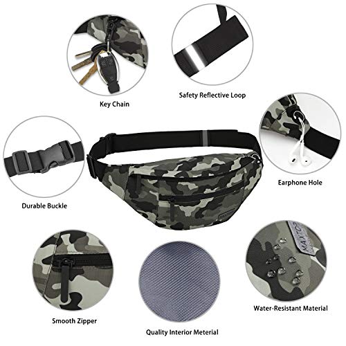 Large Camo Green Fanny Pack Hands-Free Belt Bag Carrying All Size of Phones - color: Camo Green, size: Large