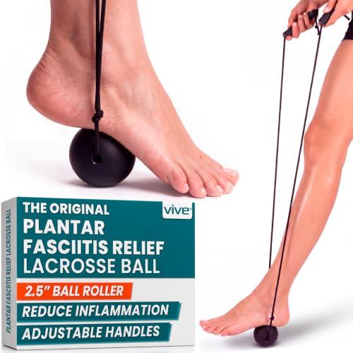 Vive Plantar Fasciitis Relief Lacrosse Ball – Massage Roller for Feet - Deep Tissue Trigger Point Massager Set for Arch Pain, Myofascial Release - Reflexology Muscle Knot Massager for Women, Men