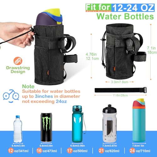Ultra Thin Bike Water Bottle Holder for Handlebar 24-32 oz Bike Cup Holder with Removable Fastener Straps Bike Bottle Holder for Mountain Bike, Road Bike, eBike, Scooter - color: 24-32oz, Lightweight Black