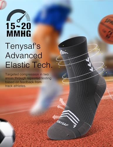 Mens Compression Running Socks: 360° Targeted Support Secure Fit - color: C-gray Red Blue, size: 6-9