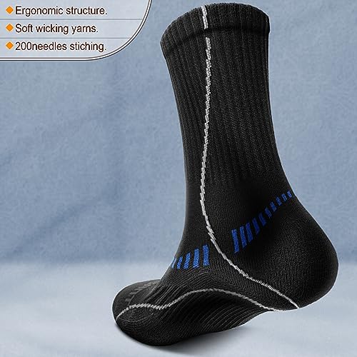 BULLIANT Men 6-Pack Athletic Compression Crew Socks for Running Gym Sports - color: Black 3712, size: 11-13