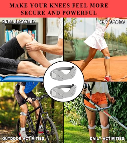 2 Pcs Silicone Patellar Tendon Support Strap, Knee Brace for Knee Pain Relief, Patella Band for Basketball, Jumpers Knee, Tendonitis, Running (Gray) - color: Gray