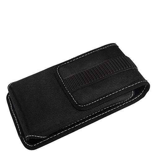 Nylon Cellphone Holster for Cricket Magic 2 5G, Motivate Max, TCL 40 50 60 XE XL Samsung S22 S23 S24 S25 Ultra Vertical Case Canvas Waist Carrying Pouch with Belt Clip/Loops, Black - size: Large