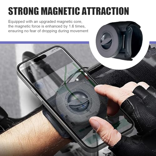 Wristband Phone Holder, Strong Vortex Suction Sports Armband Cell Phone Holder, Portable Arm Hands-Free Cell Stand, for Biking Walking Selfies Videos Hiking Live Broadcast (Black)