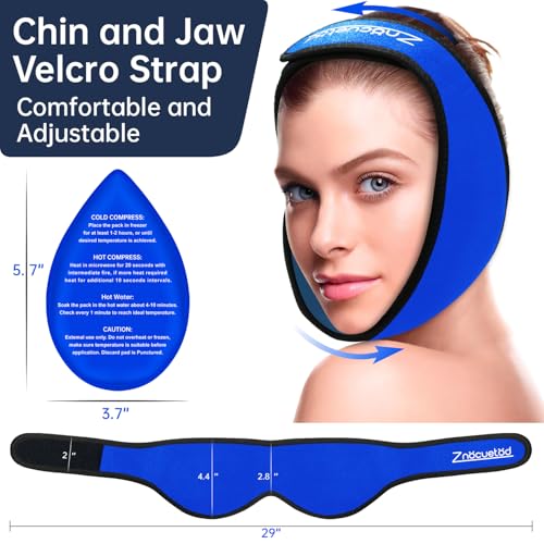 ZNÖCUETÖD Wisdom Teeth Ice Pack Face Head Wrap for Wisdom Teeth Removal Toothache Pain Relief, TMJ, Jaw Ice for Face Oral Surgery, Dental Implant with 4 Reusable Hot Cold Gel Packs (Royal Blue) - color: Royal Blue With 4 Ice Packs