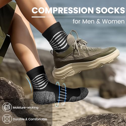 IRAMY Ankle Compression Socks for Men Plantar Fasciitis Relief 3/5 Pairs - color: X‑white(3 Pairs), size: X-Large